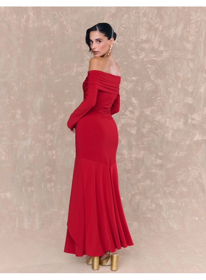 Robe d'invité longue avec encolure bateau et...