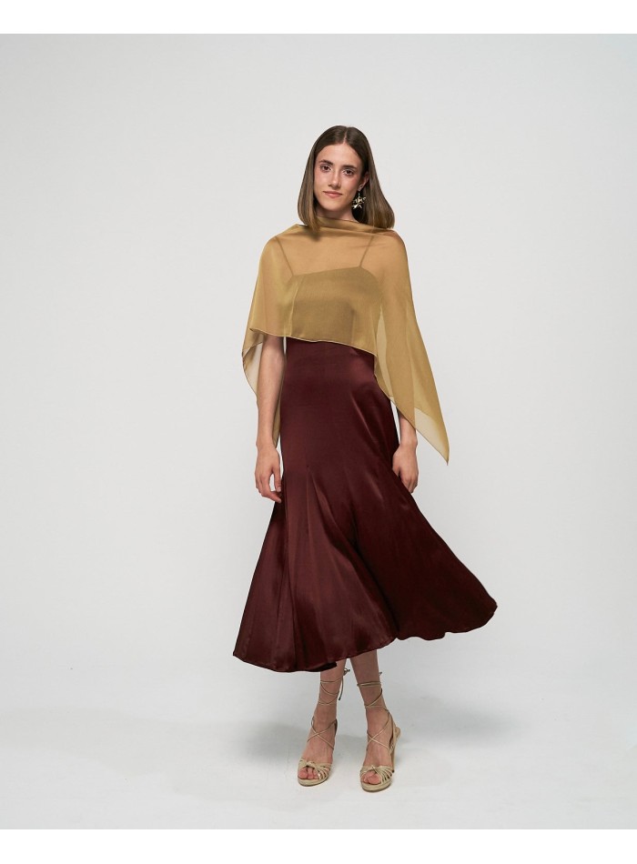 Short oil chiffon cape for wedding guests