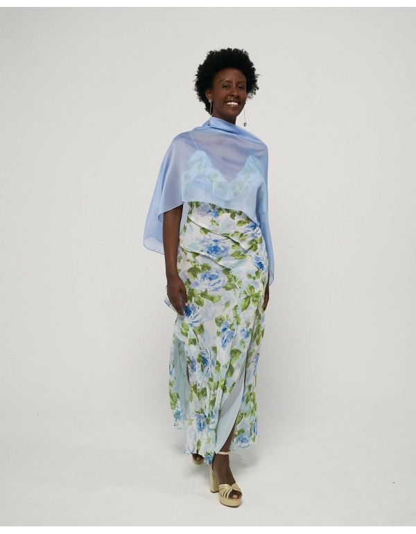 Short chiffon cape for wedding guests in light blue