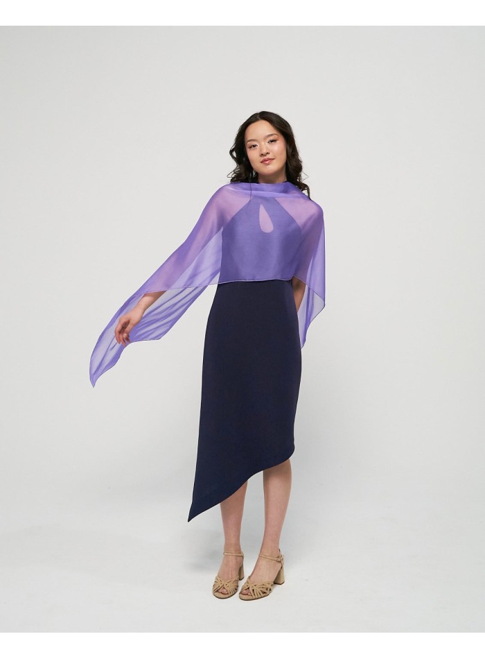 Cape en mousseline de couleur lavande longue