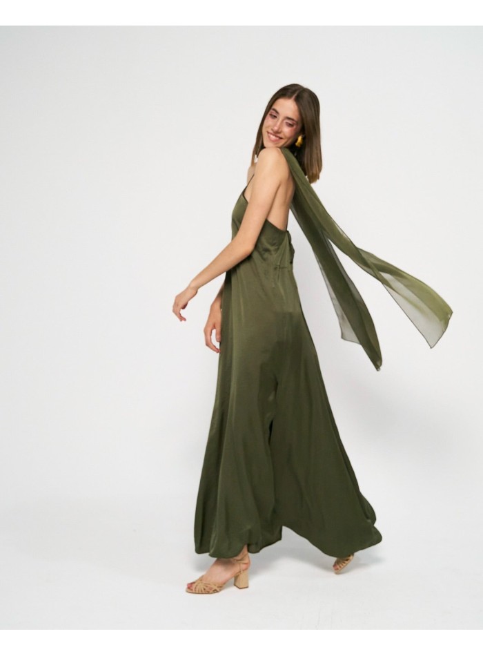 Long chiffon cape for wedding guests in hunter...