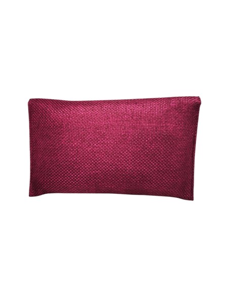 Cartera de yute con detalle de broche color vino