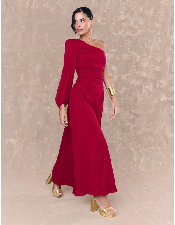 Vestido midi rojo en punto de seda 2