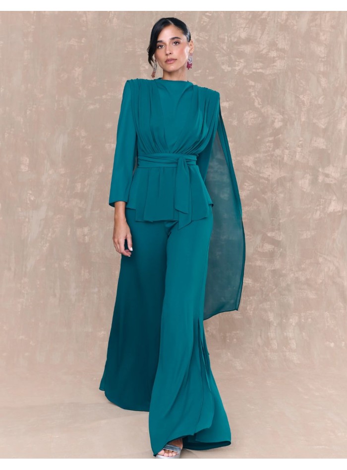 Pantalón de pata de elefante color petróleo