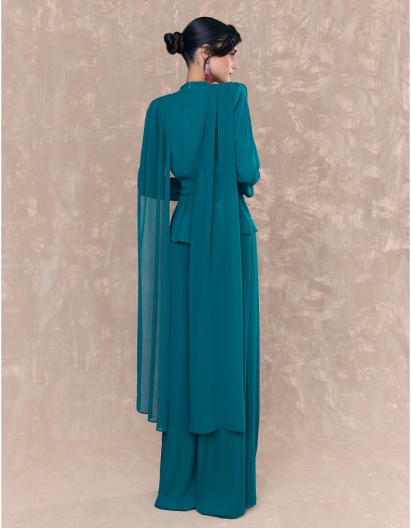 Pantalon à pattes d'éléphant de couleur pétrole 2