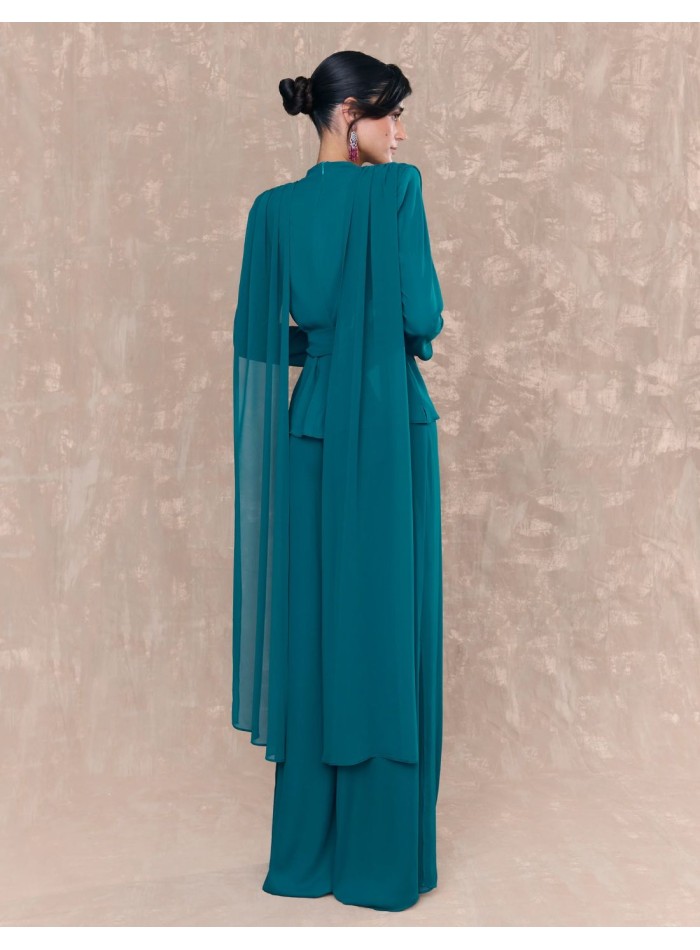 Pantalon à pattes d'éléphant de couleur pétrole