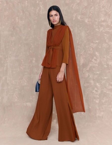 Pantalon à pattes d'éléphant marron