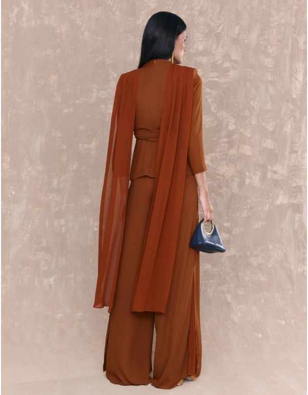 Pantalon à pattes d'éléphant marron 2