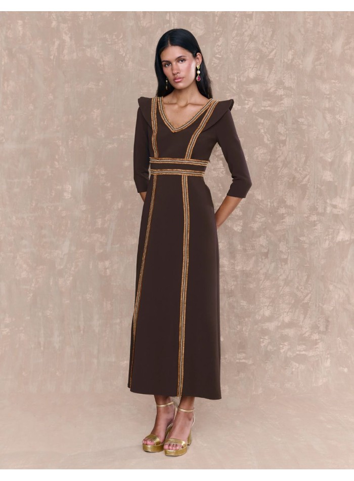 Robe midi avec manches françaises et motifs de...