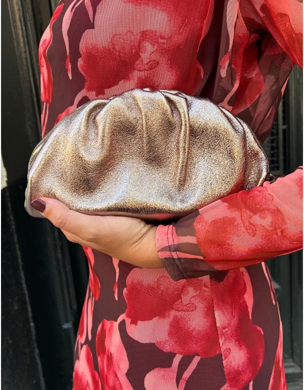 Metallic bronze leather clutch 2
