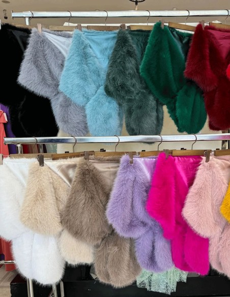 Long synthetic fur wrap for wedding guests - various colors
