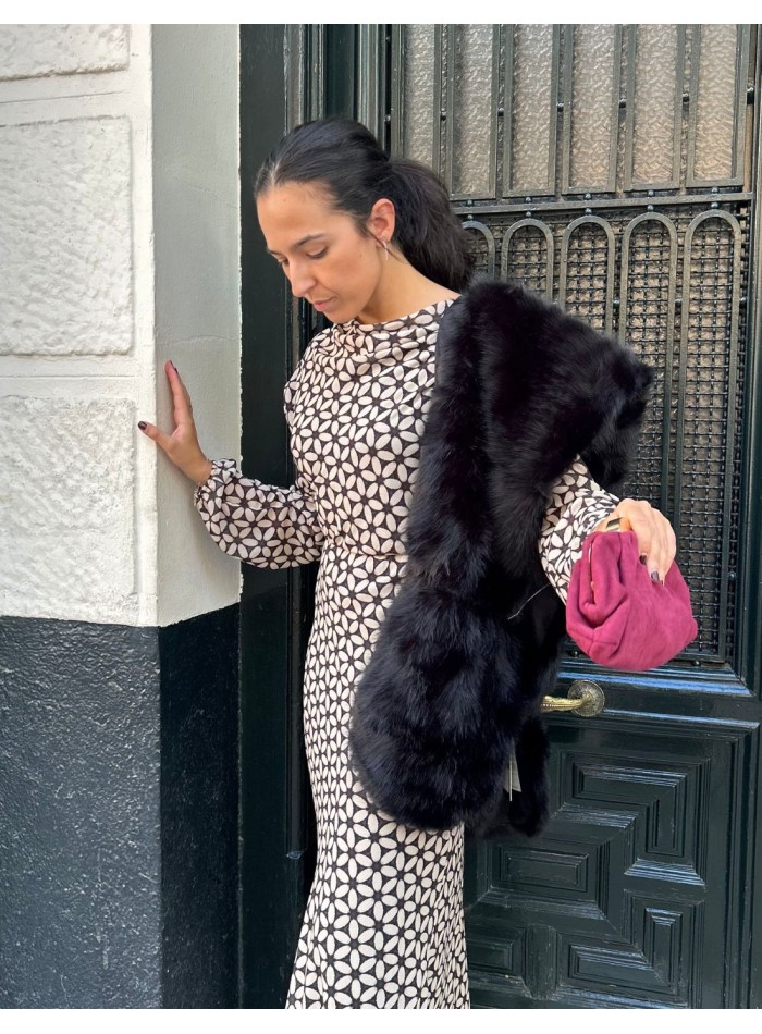 Long synthetic fur wrap for wedding guests -...