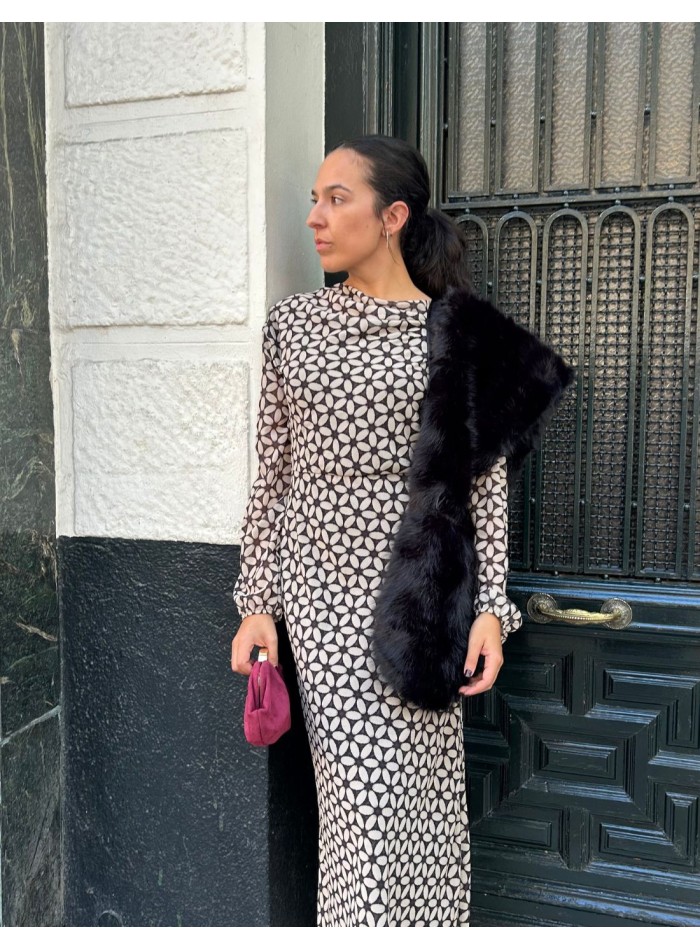 Long synthetic fur wrap for wedding guests -...