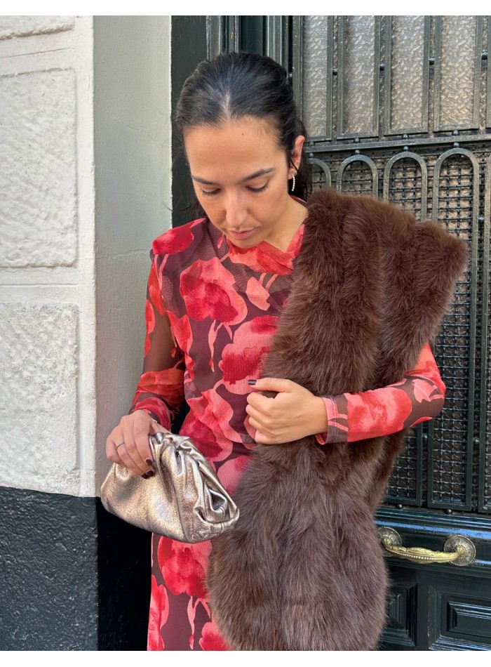 Long synthetic fur wrap for wedding guests -...