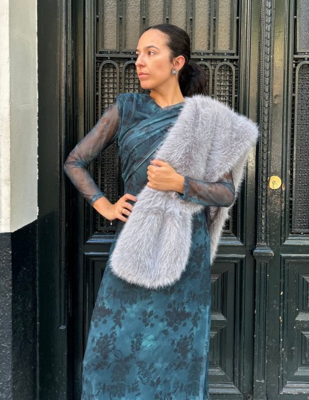 Long synthetic fur wrap for wedding guests - various colors