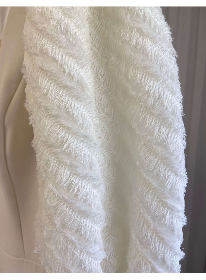 Ivory midi dress with puffed sleeves