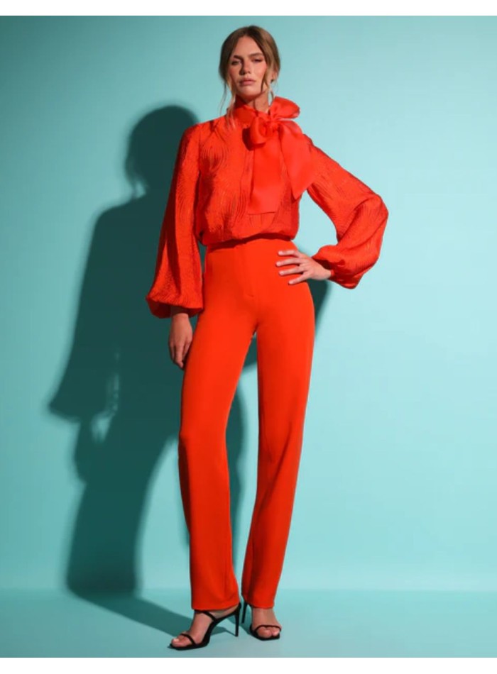 Pantalon de fête orange à taille haute droite