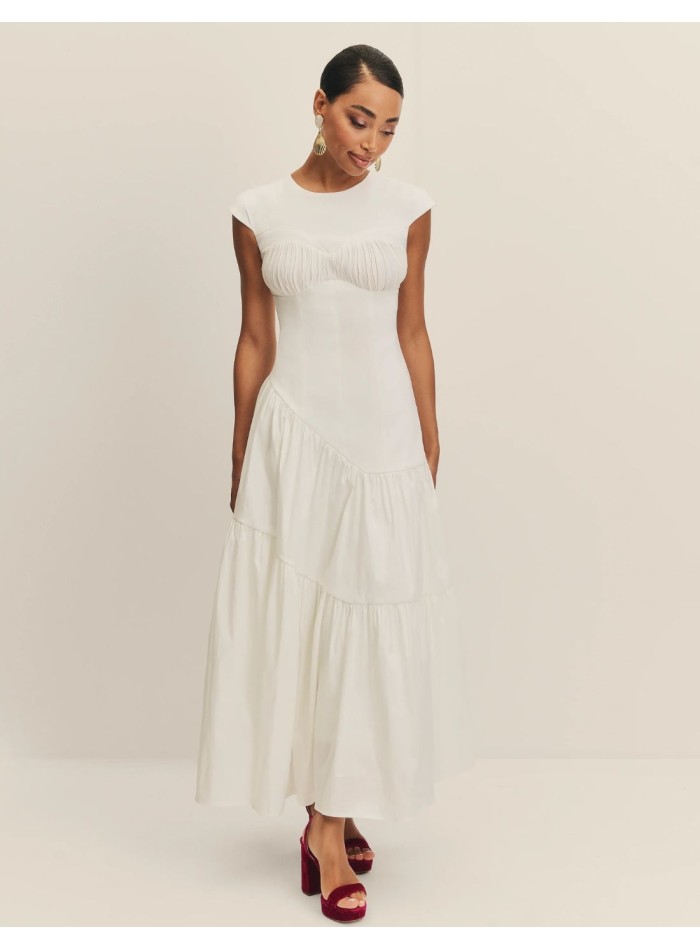 Robe de mariée midi en taffetas avec taille...