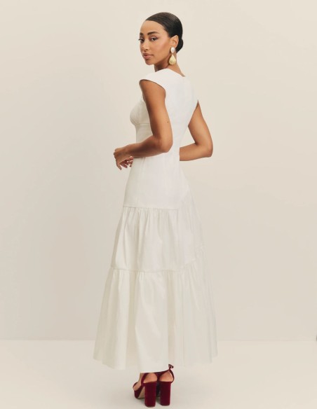 Robe de mariée midi en taffetas avec taille ajustée