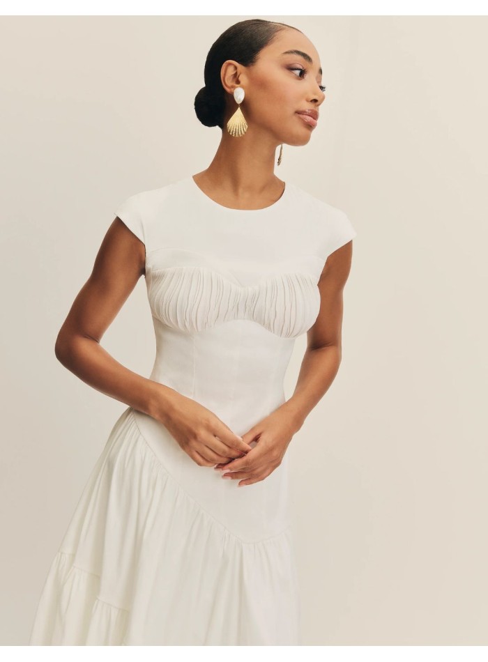 Vestido de novia midi con tafetán con cintura...