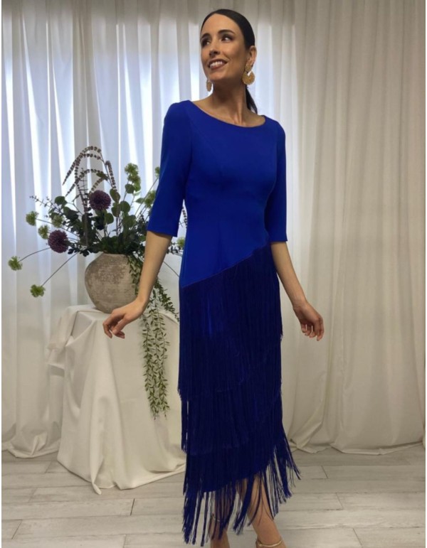 Robe midi avec dos ouvert et jupe frangée 2