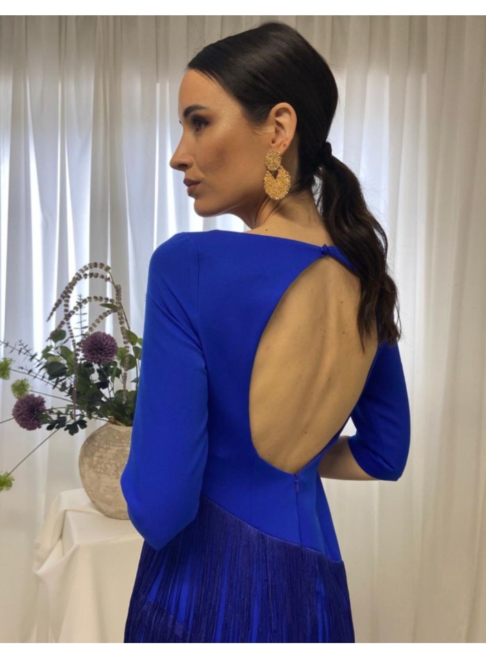 Vestido midi con espalda descubierta y falda...