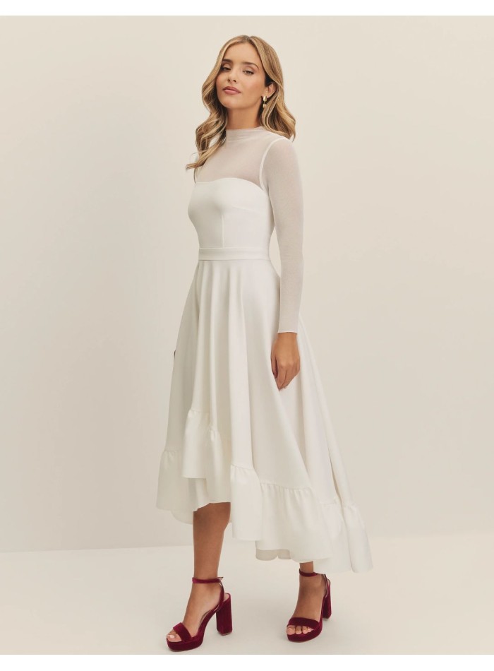 Midi wedding dress with sweetheart neckline and...