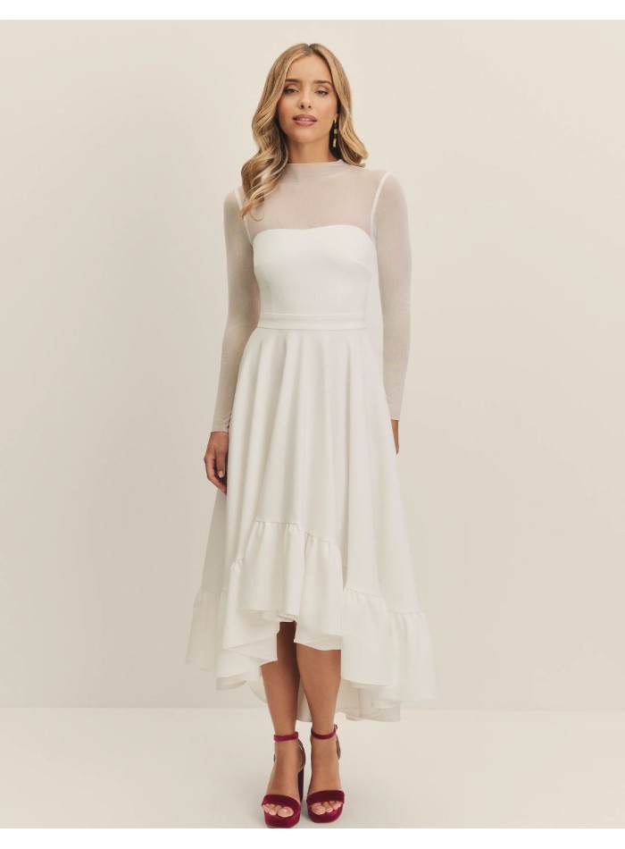 Vestido de novia midi con escote corazón y...