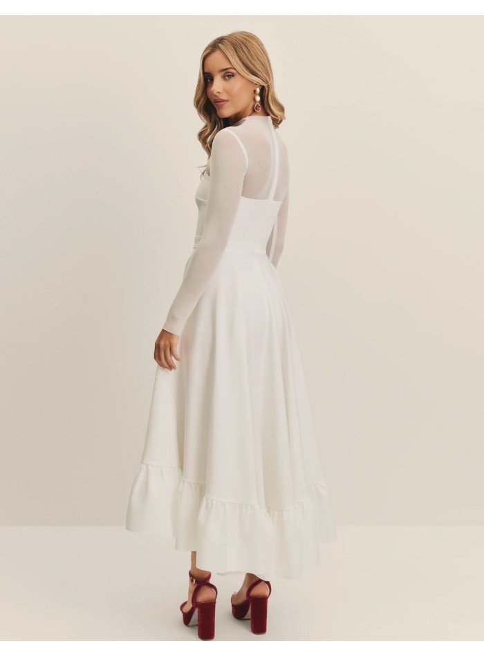 Midi wedding dress with sweetheart neckline and...