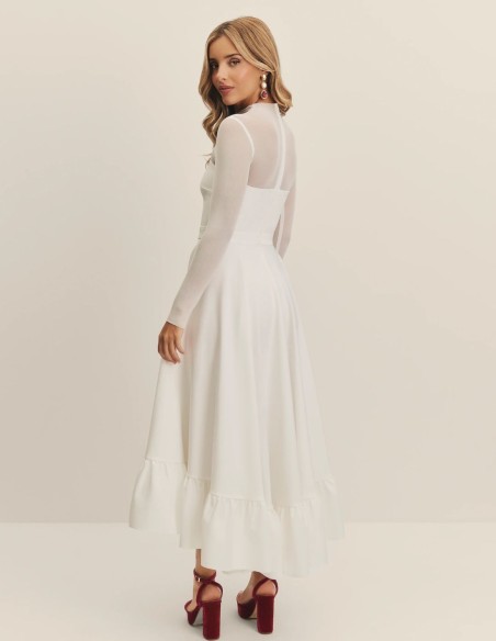 Vestido de novia midi con escote corazón y falda asimétrica