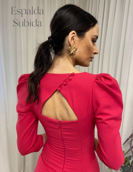 Robe midi à manches bouffantes et dos ouvert