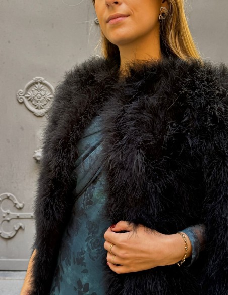 Black ostrich feather cape for wedding guests