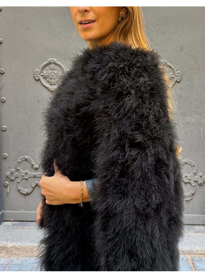 Black ostrich feather cape for wedding guests