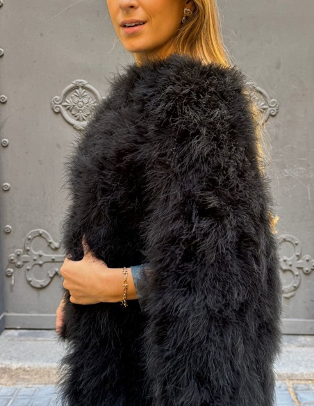 Black ostrich feather cape for wedding guests