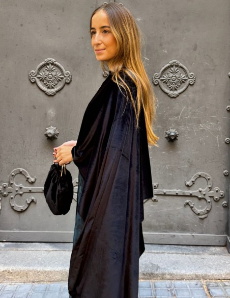 Black velvet cape for wedding guests