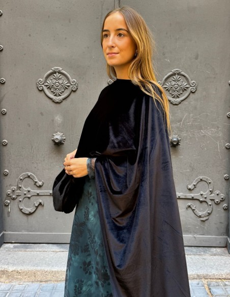 Black velvet cape for wedding guests