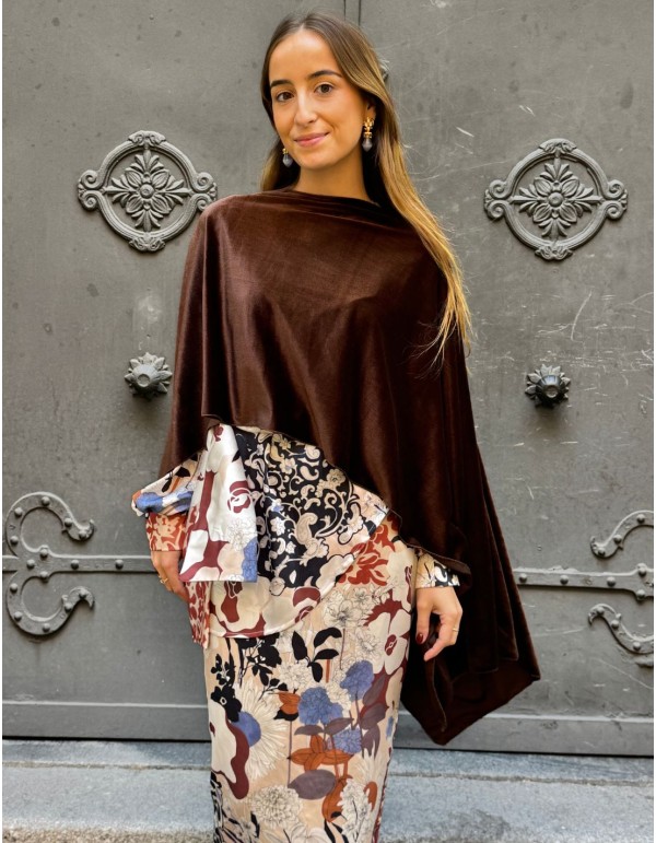 Cape d'invité en velours brun chocolat 2