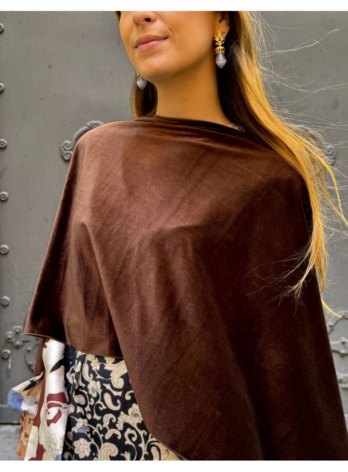 Chocolate brown velvet cape for wedding guests