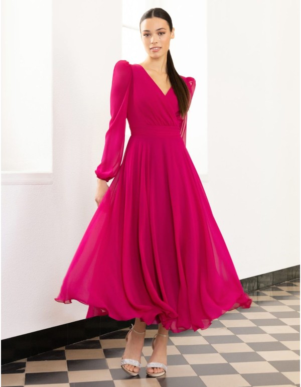 Robe midi à manches longues et dos ouvert