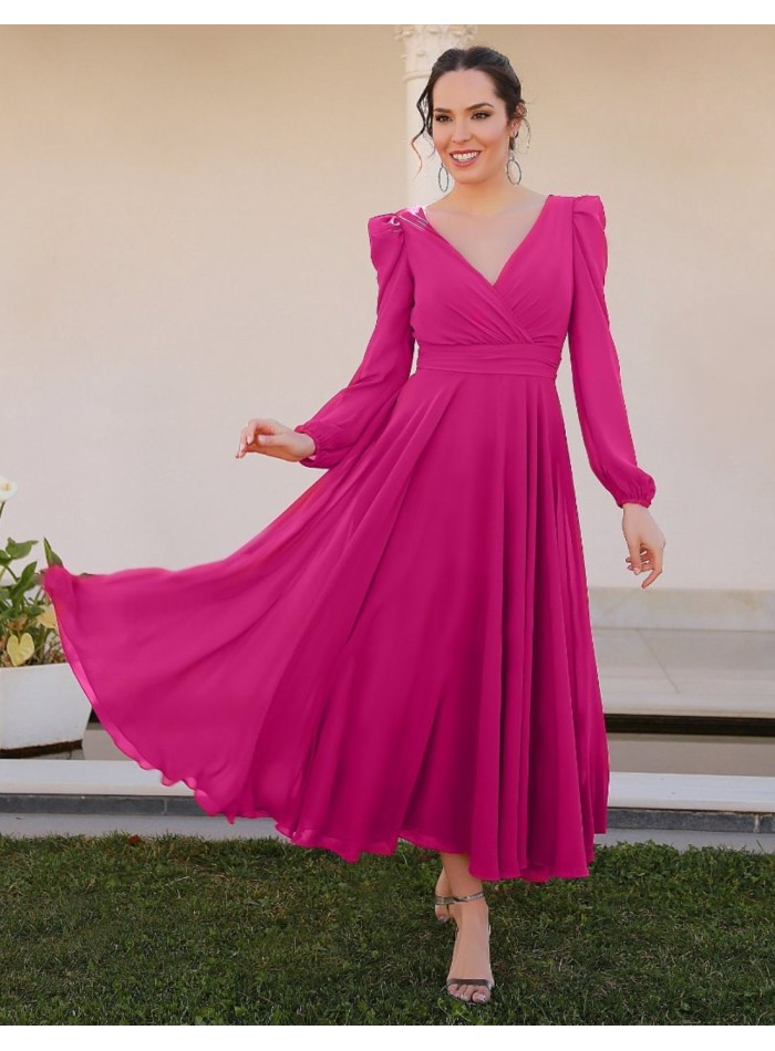 Midi dress with long sleeves and open back