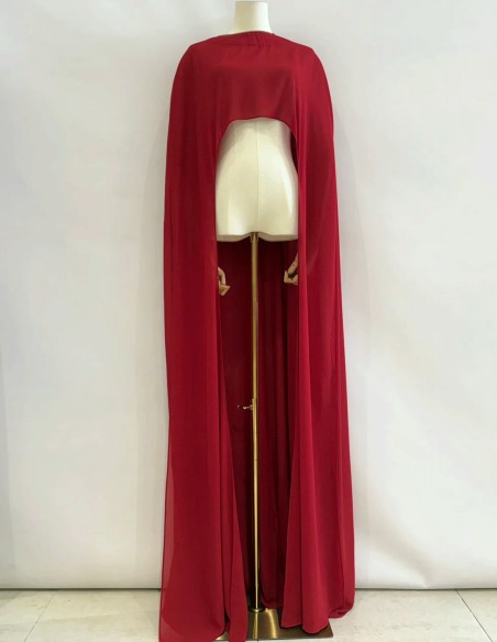 Asymmetrical multiposition chiffon wedding guest cape Maxi