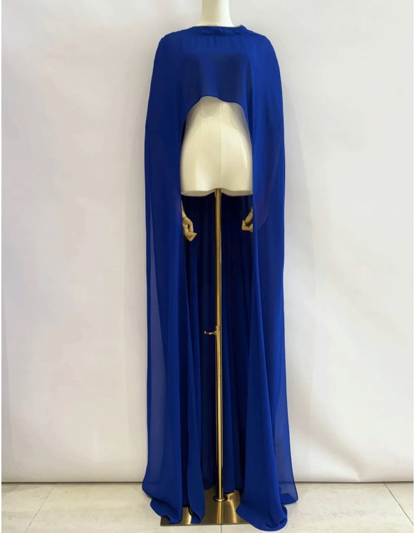 Asymmetrical multiposition chiffon wedding guest cape Maxi 2