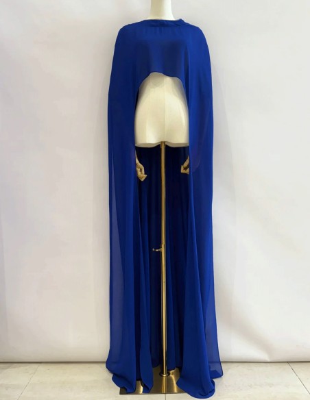 Asymmetrical multiposition chiffon wedding guest cape Maxi