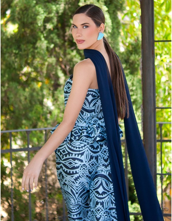 Navy blue chiffon shawl