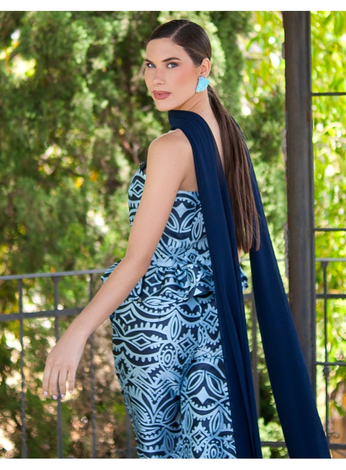 Chal de gasa azul marino