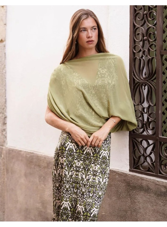 Olive green chiffon cape
