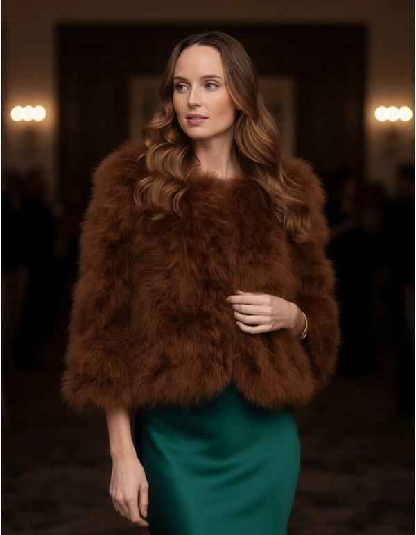 Brown ostrich feather jacket for guests