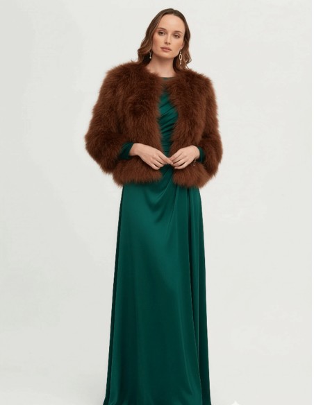 Brown ostrich feather jacket for guests