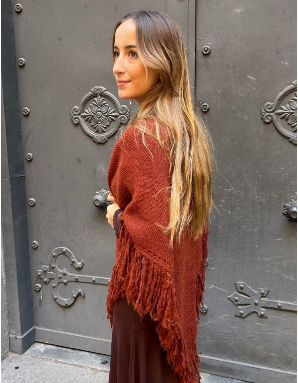 Poncho with bangs for wedding guest in tile color 2