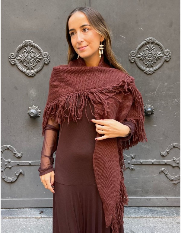 Burgundy fringed poncho for wedding guests